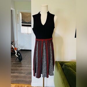 Maeve Anthropologie Black and Red Chevron Dress